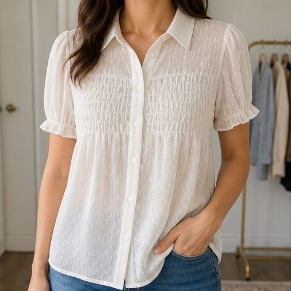 Ivory Smocked Top - Picture 2 of 6